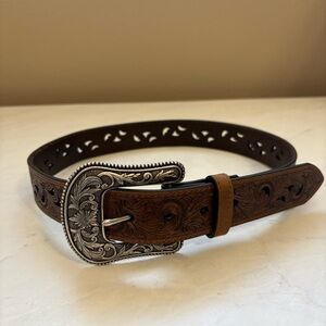 Ariat Youth Size Small Brown Leather Embossed Belt Western Country Barn Rodeo